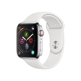 Apple Watch (Series 4) GPS + Cellular 44mm - Ανοξείδωτο ατσάλι Ασημί - Sport band Άσπρο