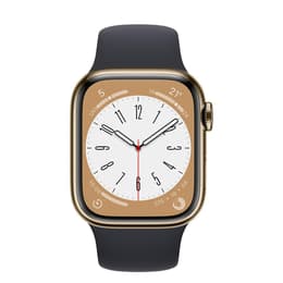 Apple Watch Series 7 (2021) GPS + Cellular 45 mm - Ανοξείδωτο ατσάλι Χρυσό - Sport band Μαύρο