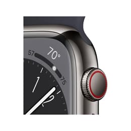 Apple Watch Series 8 (2022) GPS + Cellular 41 mm - Ανοξείδωτο ατσάλι Graphite - Sport band Μαύρο