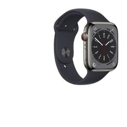 Apple Watch Series 8 (2022) GPS + Cellular 45 mm - Ανοξείδωτο ατσάλι Graphite - Sport band Μαύρο