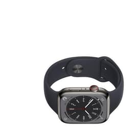 Apple Watch Series 8 (2022) GPS + Cellular 45 mm - Ανοξείδωτο ατσάλι Graphite - Sport band Μαύρο