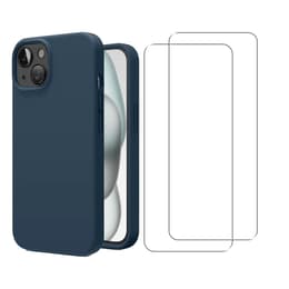 Προστατευτικό iPhone 15 2 οθόνης - Σιλικόνη - Μπλε
