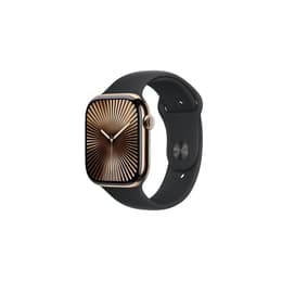 Apple Watch Series 10 (2024) GPS + Cellular 46 mm - Τιτάνιο Χρυσό - Sport band Μαύρο