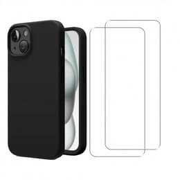 Προστατευτικό iPhone 15 2 οθόνης - Σιλικόνη - Μαύρο