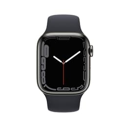 Apple Watch (Series 7) 2021 GPS + Cellular 41mm - Ανοξείδωτο ατσάλι Μαύρο - Sport band Μαύρο