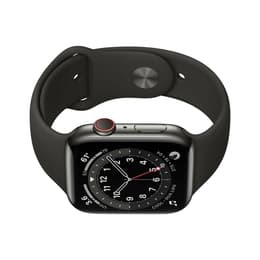 Apple Watch (Series 6) 2020 GPS + Cellular 44mm - Ανοξείδωτο ατσάλι Γκρι - Sport loop Μαύρο