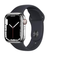 Apple Watch (Series 6) 2020 GPS + Cellular 44mm - Ανοξείδωτο ατσάλι Ασημί - Sport band Μαύρο