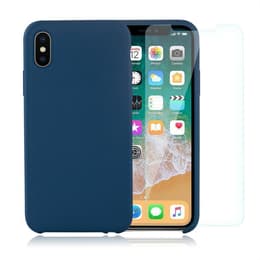 Προστατευτικό iPhone X/XS 2 οθόνης - Σιλικόνη - Μπλε (Cobalt blue)