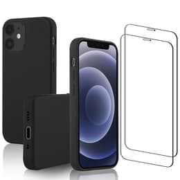 Προστατευτικό iPhone 12 mini 2 οθόνης - Σιλικόνη - Μαύρο