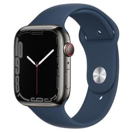Apple Watch (Series 7) 2021 GPS 41mm - Ανοξείδωτο ατσάλι Μαύρο - Sport band Μπλε
