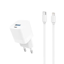 Καλώδιο και wallplug (USB-C + Lightning) 20W - WTK