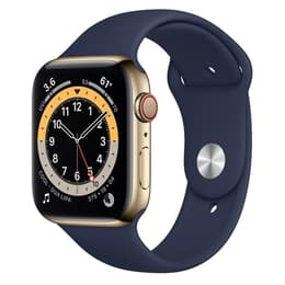 Apple Watch (Series 6) 2020 GPS + Cellular 44mm - Ανοξείδωτο ατσάλι Χρυσό - Sport loop Μπλε