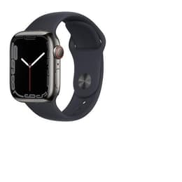 Apple Watch (Series 7) 2021 GPS + Cellular 41mm - Ανοξείδωτο ατσάλι Γκρι - Sport band Μαύρο