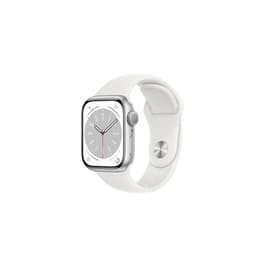 Apple Watch (Series 8) 2022 GPS 41mm - Αλουμίνιο Ασημί - Sport band Άσπρο