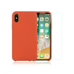 Προστατευτικό iPhone X/XS 2 οθόνης - Σιλικόνη - Πορτοκαλί