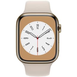Apple Watch Series 8 (2022) GPS + Cellular 45 mm - Ανοξείδωτο ατσάλι Χρυσό - Sport band Starlight