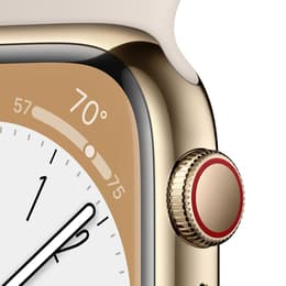 Apple Watch Series 8 (2022) GPS + Cellular 45 mm - Ανοξείδωτο ατσάλι Χρυσό - Sport band Starlight