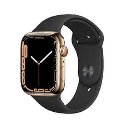 Apple Watch Series 7 (2021) GPS + Cellular 41 mm - Ανοξείδωτο ατσάλι Χρυσό - Sport band Μαύρο