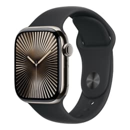 Apple Watch Series 10 (2024) GPS + Cellular 46 mm - Τιτάνιο Φυσικό - Sport band Μαύρο
