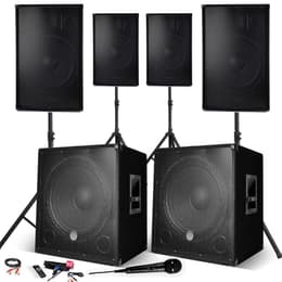 Bm Sonic Système Sonorisation 4400W Complet, 4 Enceintes, 2 Subwoofers USB/BLUETOOTH CABLE PC + Pieds, Prestations, Micro SONO DJ PA BAR Bluetooth Ηχεία - Μαύρο