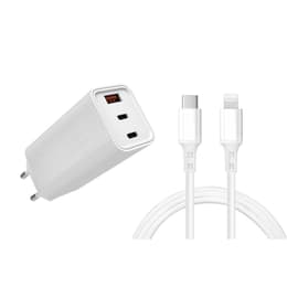 Καλώδιο και wallplug (USB-C + Lightning) 65W - WTK