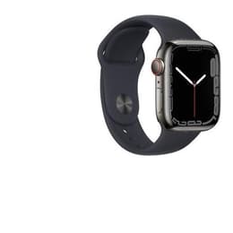 Apple Watch Series 7 (2021) GPS + Cellular 45 mm - Ανοξείδωτο ατσάλι Graphite - Sport band Μαύρο