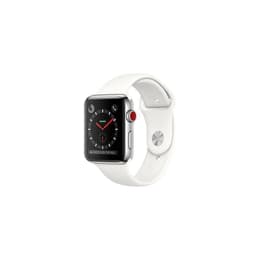 Apple Watch (Series 3) 2017 GPS + Cellular 38mm - Ανοξείδωτο ατσάλι Ασημί - Sport band Άσπρο
