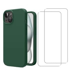 Προστατευτικό iPhone 15 2 οθόνης - Σιλικόνη - Πράσινο
