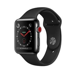 Apple Watch (Series 3) 2017 GPS 38mm - Ανοξείδωτο ατσάλι Μαύρο - Sport band Μαύρο