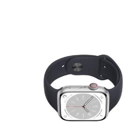 Apple Watch (Series 8) 2022 GPS + Cellular 45mm - Αλουμίνιο Ασημί - Sport band Μαύρο