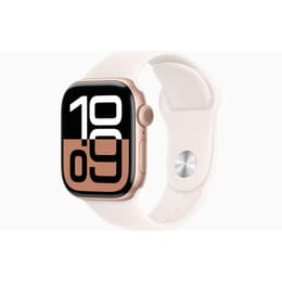 Apple Watch Series 10 (2024) GPS + Cellular 42 mm - Αλουμίνιο Rose Gold - Sport band Starlight