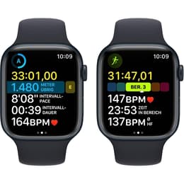 Apple Watch (Series 8) 2023 GPS + Cellular 45mm - Αλουμίνιο Midnight - Sport band Μαύρο