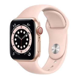 Apple Watch (Series 6) 2020 GPS + Cellular 44mm - Ανοξείδωτο ατσάλι Χρυσό - Sport band Ροζ