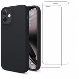 Προστατευτικό iPhone 12 mini 2 οθόνης - Σιλικόνη - Μαύρο
