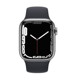 Apple Watch Series 7 (2021) GPS + Cellular 41 mm - Ανοξείδωτο ατσάλι Ασημί - Sport band Μαύρο