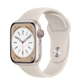 Apple Watch (Series 8) 2022 GPS + Cellular 41mm - Αλουμίνιο Starlight - Sport band Αστροφεγγιά