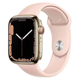 Apple Watch Series 7 (2021) GPS + Cellular 41 mm - Ανοξείδωτο ατσάλι Χρυσό - Sport band Ροζ