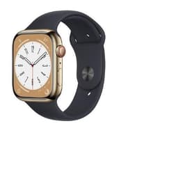 Apple Watch Series 8 (2022) GPS + Cellular 41 mm - Ανοξείδωτο ατσάλι Χρυσό - Sport band Μαύρο