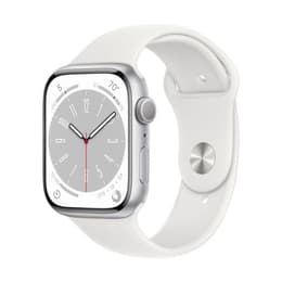 Apple Watch (Series 8) 2022 GPS 45mm - Αλουμίνιο Ασημί - Sport band Άσπρο
