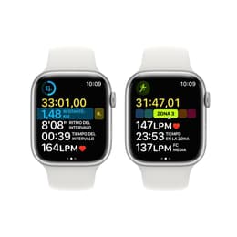 Apple Watch (Series 8) 2022 GPS 45mm - Αλουμίνιο Ασημί - Sport band Άσπρο