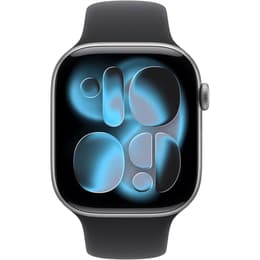 Apple Watch Series 11 (2025) GPS 46 mm - Αλουμίνιο Ασημί - Sport band Μαύρο