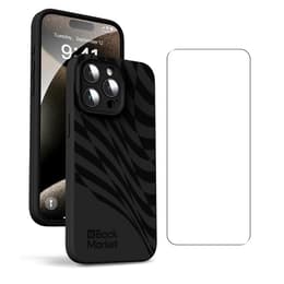 Back Market Προστατευτικό iPhone 15 Pro Max και προστατευτική οθόνη - 100% βιοδιασπώμενο - Μαύρο - Κυματιστό Μοτίβο