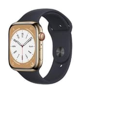 Apple Watch Series 8 (2022) GPS + Cellular 45 mm - Ανοξείδωτο ατσάλι Χρυσό - Sport band Μαύρο