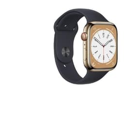 Apple Watch Series 8 (2022) GPS + Cellular 45 mm - Ανοξείδωτο ατσάλι Χρυσό - Sport band Μαύρο