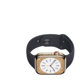 Apple Watch Series 8 (2022) GPS + Cellular 45 mm - Ανοξείδωτο ατσάλι Χρυσό - Sport band Μαύρο
