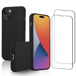 Προστατευτικό iPhone 15 Plus 2 οθόνης - Σιλικόνη - Μαύρο