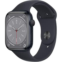 Apple Watch (Series 8) 2022 GPS 45mm - Ανοξείδωτο ατσάλι Μαύρο - Sport band Μαύρο