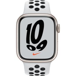 Apple Watch (Series 7) 2021 GPS 41mm - Αλουμίνιο Starlight - Nike Sport band Άσπρο/Μαύρο
