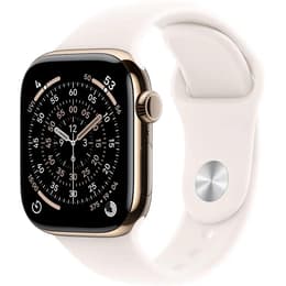 Apple Watch Series 11 (2025) GPS + Cellular 46 mm - Τιτάνιο Χρυσό - Sport band Άσπρο