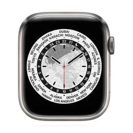 Apple Watch Series 7 (2021) GPS + Cellular 45 mm - Τιτάνιο Ασημί - Sport band Μαύρο